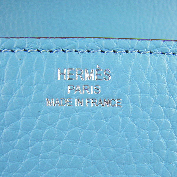 7A Hermes Oxhide Leather Message Bag Blue H017 - Click Image to Close